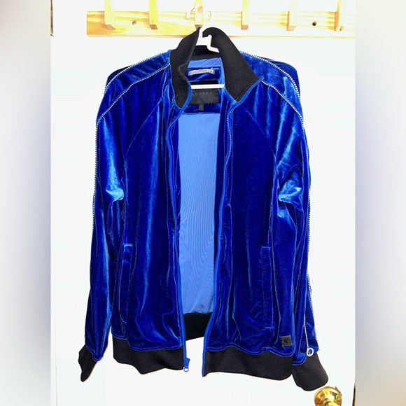 - Madison Supply Velvet Track Jacket In True Blue Men Size M - Picture 5 of 7